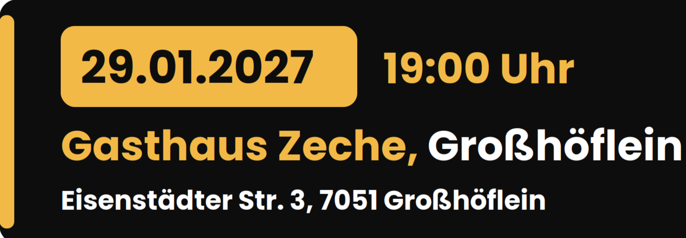 Rudi Strahl's Comedy Show am 29. Januar 2027 um 19:00 Uhr im Gasthaus Zeche, Eisenstädter Straße 3, 7051 Großhöflein
