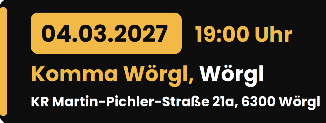 Coué Comedy Show mit Rudi Strahl am 4. März 2027 um 19:00 Uhr im Komma Wörgl, KR Martin-Pichler-Straße 21a, 6300 Wörgl