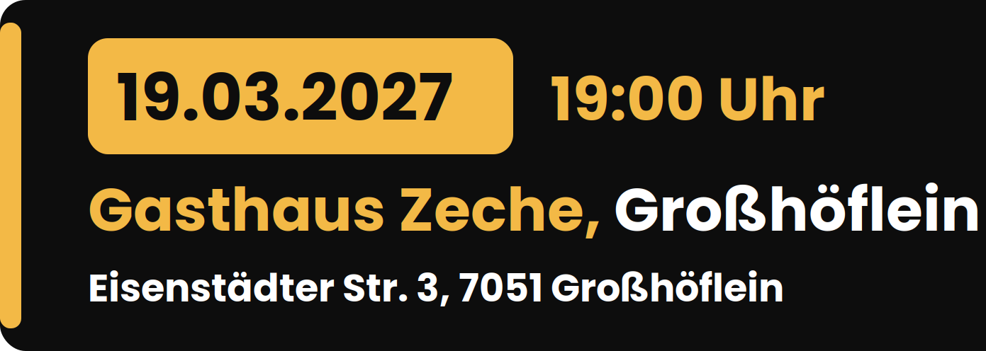 Rudi Strahl's Comedy Show am 19. März 2027 um 19:00 Uhr im Gasthaus Zeche, Eisenstädter Straße 3, 7051 Großhöflein
