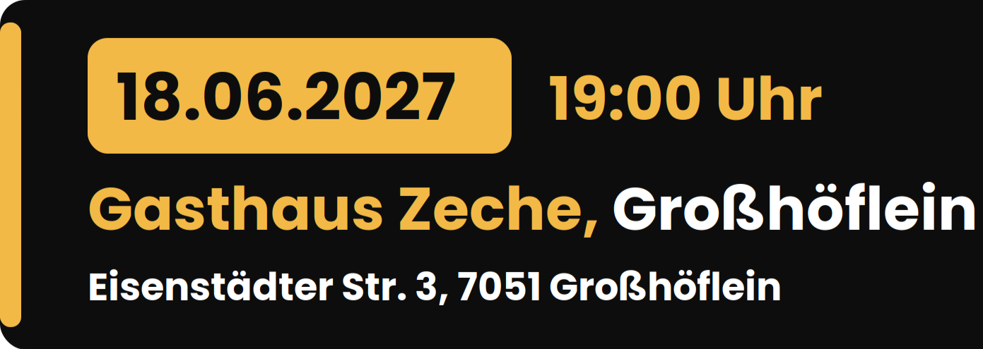 Rudi Strahl's Comedy Show am 18. Juni 2027 um 19:00 Uhr im Gasthaus Zeche, Eisenstädter Straße 3, 7051 Großhöflein